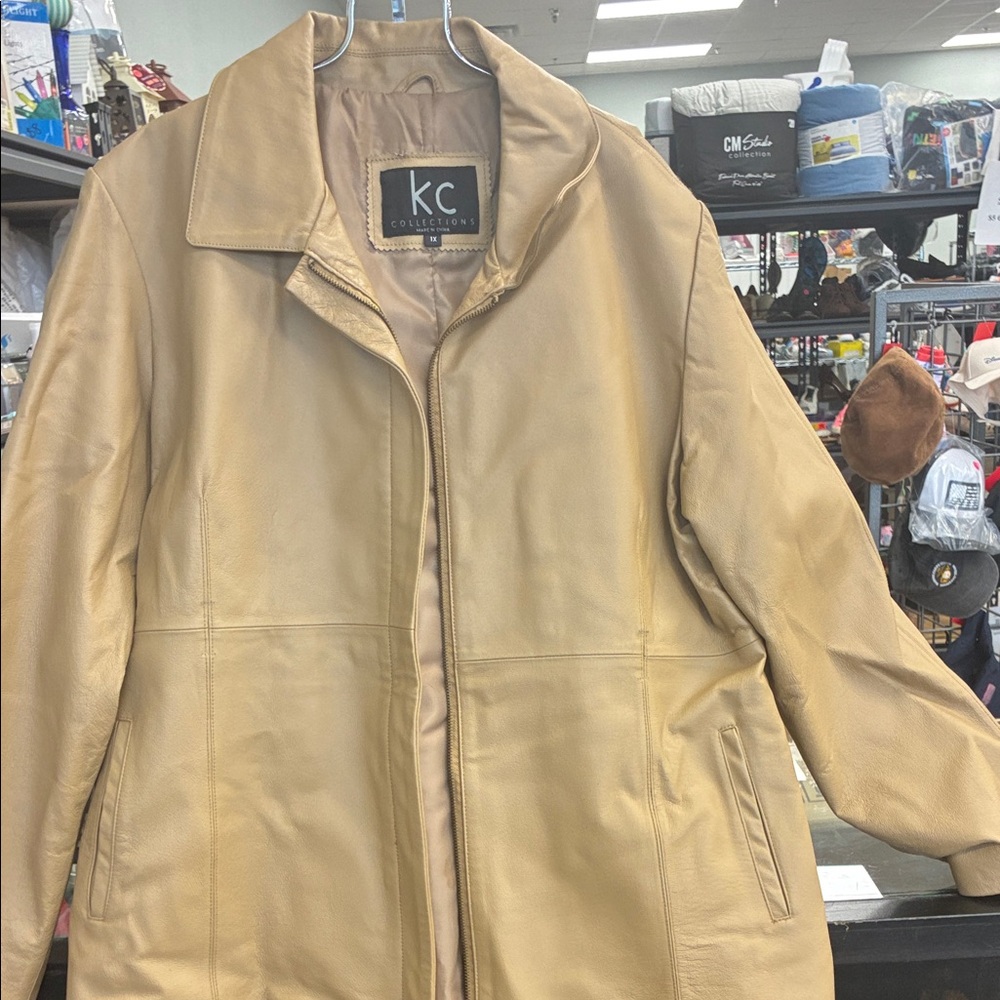 KC Collection Women's Tan Leather Jacket